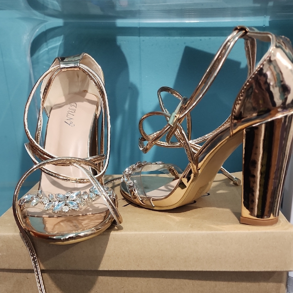 Privy Gold Strappy Heels